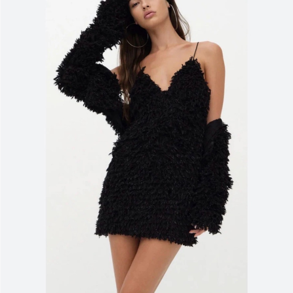 For Love & Lemons Black Textured Mini Dress with Jacket